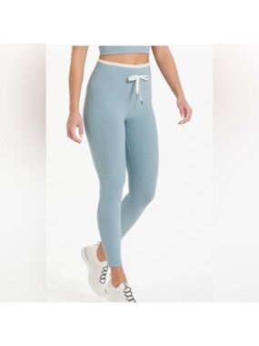 Vuori Vibe Elevation High-Waist Light Blue Seamless Leggings with Drawstring